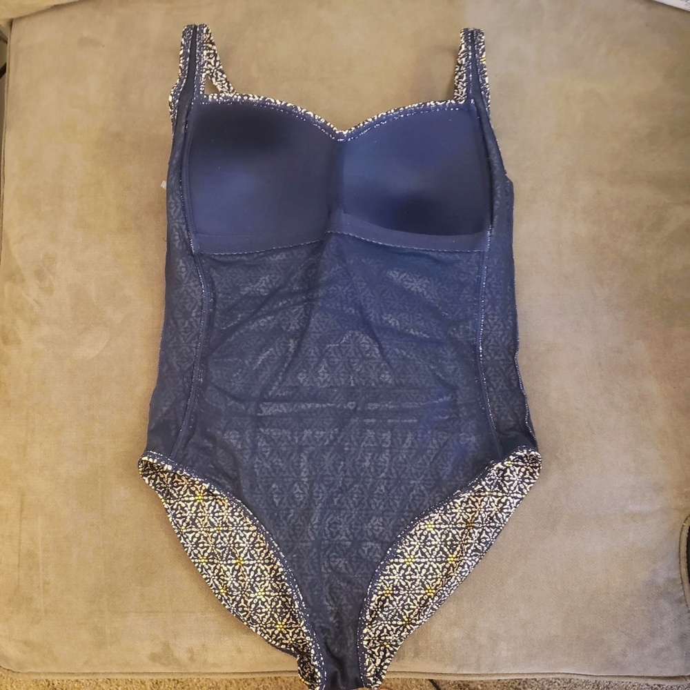 Niptuck Swim 'Joanne' Nautical Foil Print Navy & Gold One-Piece Swimsuit -Size 8 - Picture 11 of 15